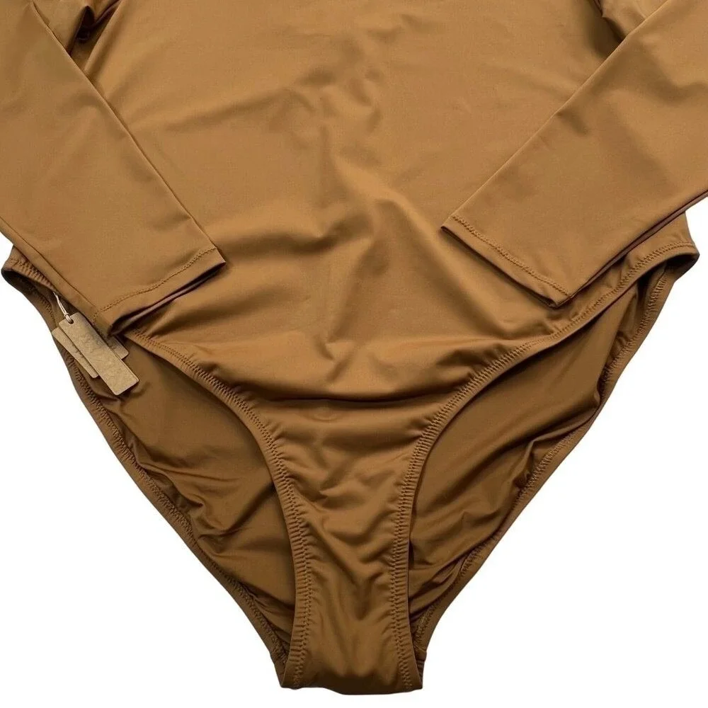 SKIMS Swim Long‎ Sleeve One Piece Almond 3X